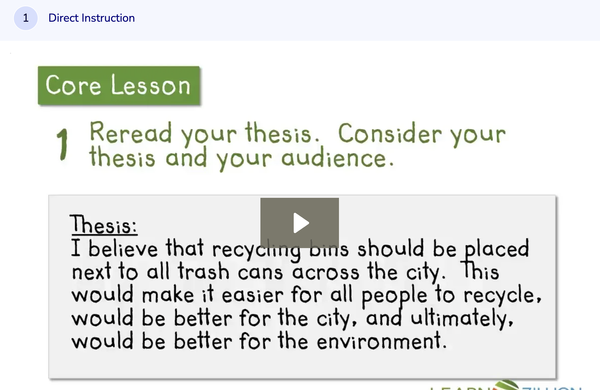 Learn Zillion: Draft an Opening with an Engaging Story Instructional Video