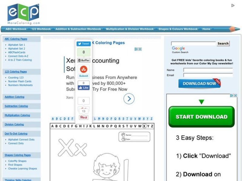 Letter X Coloring Page Worksheet