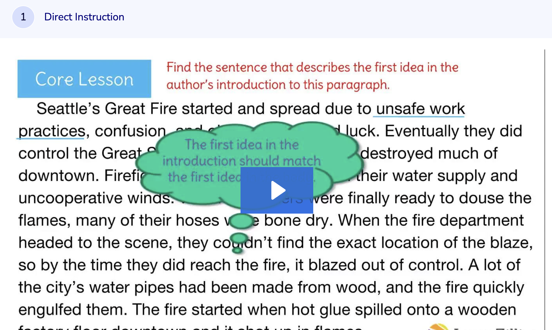 Learn Zillion: Match the Body of a Paragraph to the Introduction Instructional Video