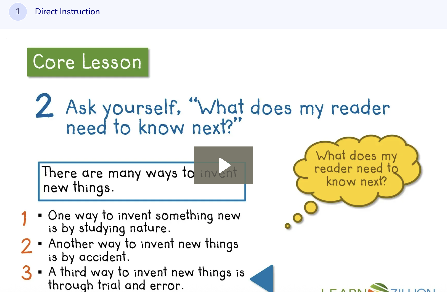 Learn Zillion: Order the Information in Informational Writing Instructional Video