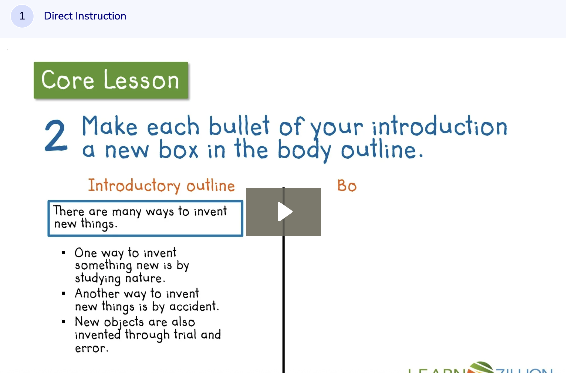 Learn Zillion: Organize an Informational Text Instructional Video