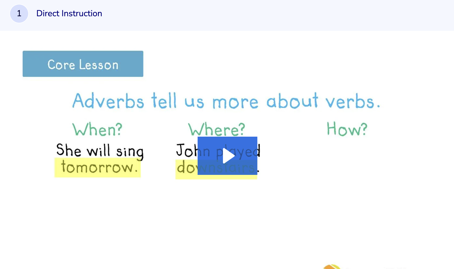 Learn Zillion: Understand Adverbs Instructional Video