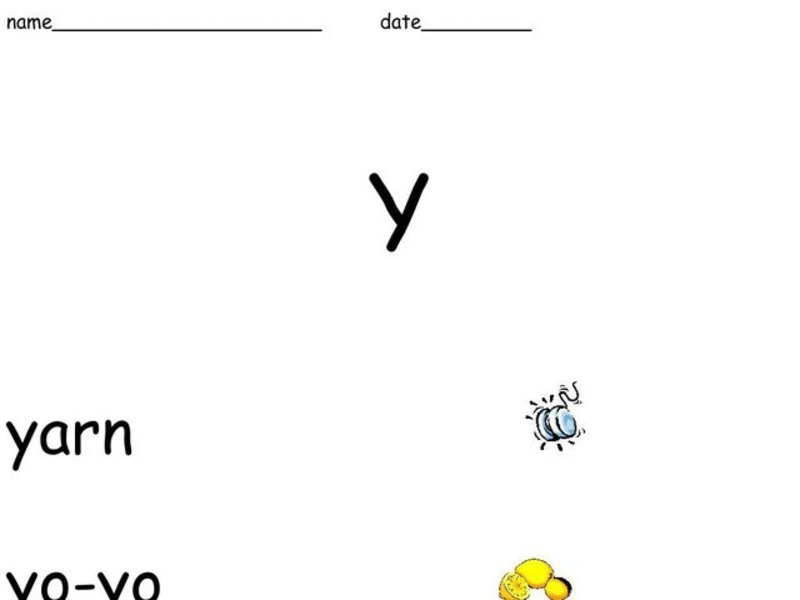 Letter Y Worksheet