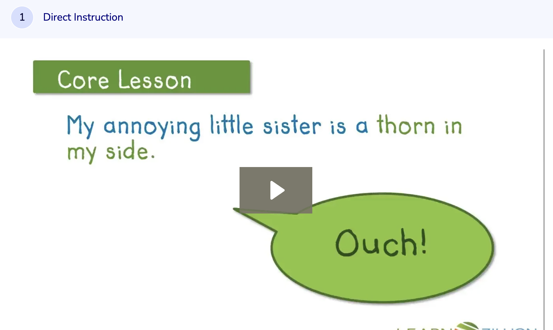 Learn Zillion: Understanding Figurative Language: "Thorn in My Side" Instructional Video