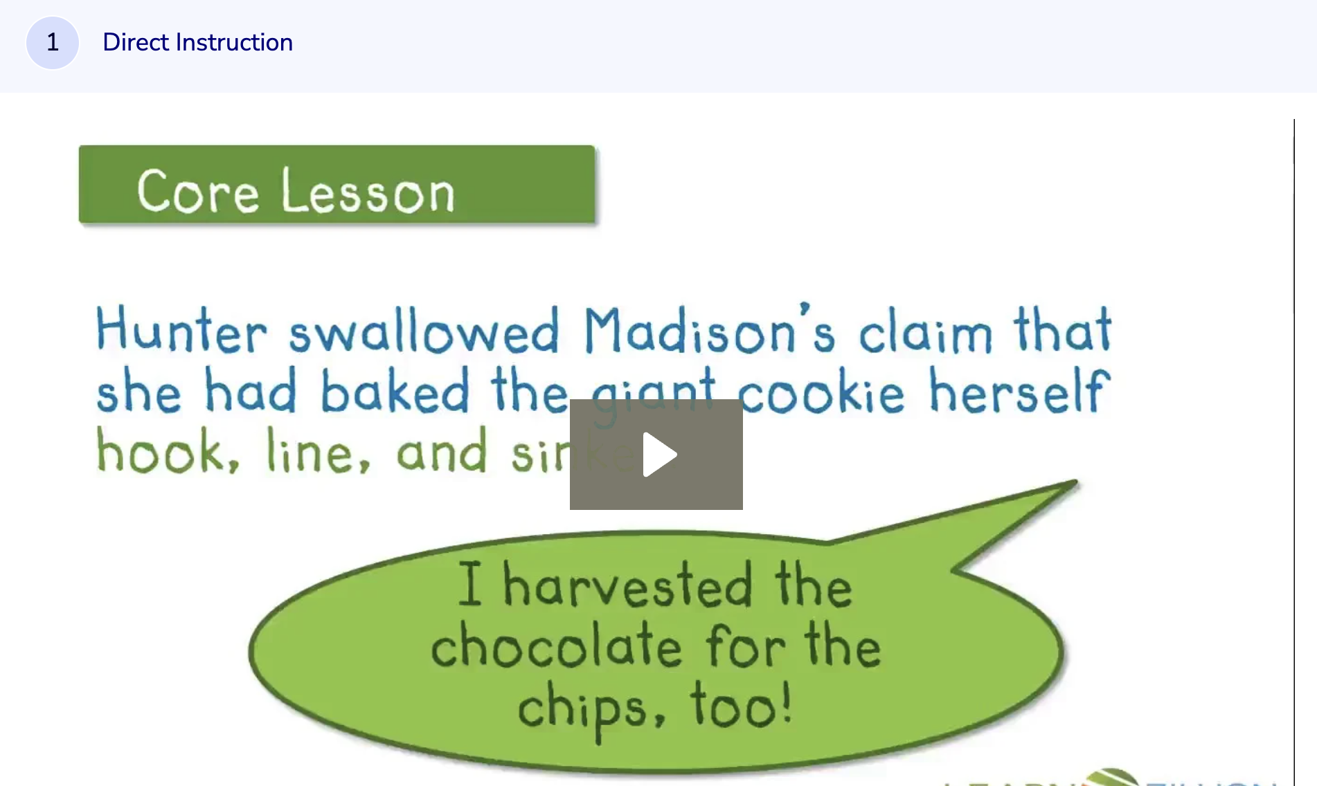 Learn Zillion: Understanding Figurative Language: "Swallow Hook, Line, and Sinker" Instructional Video