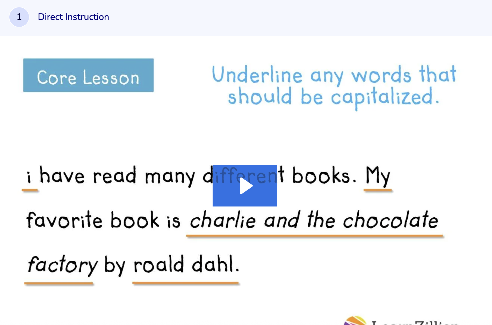 Learn Zillion: Use Correct Capitalization: Adding Capitals Instructional Video