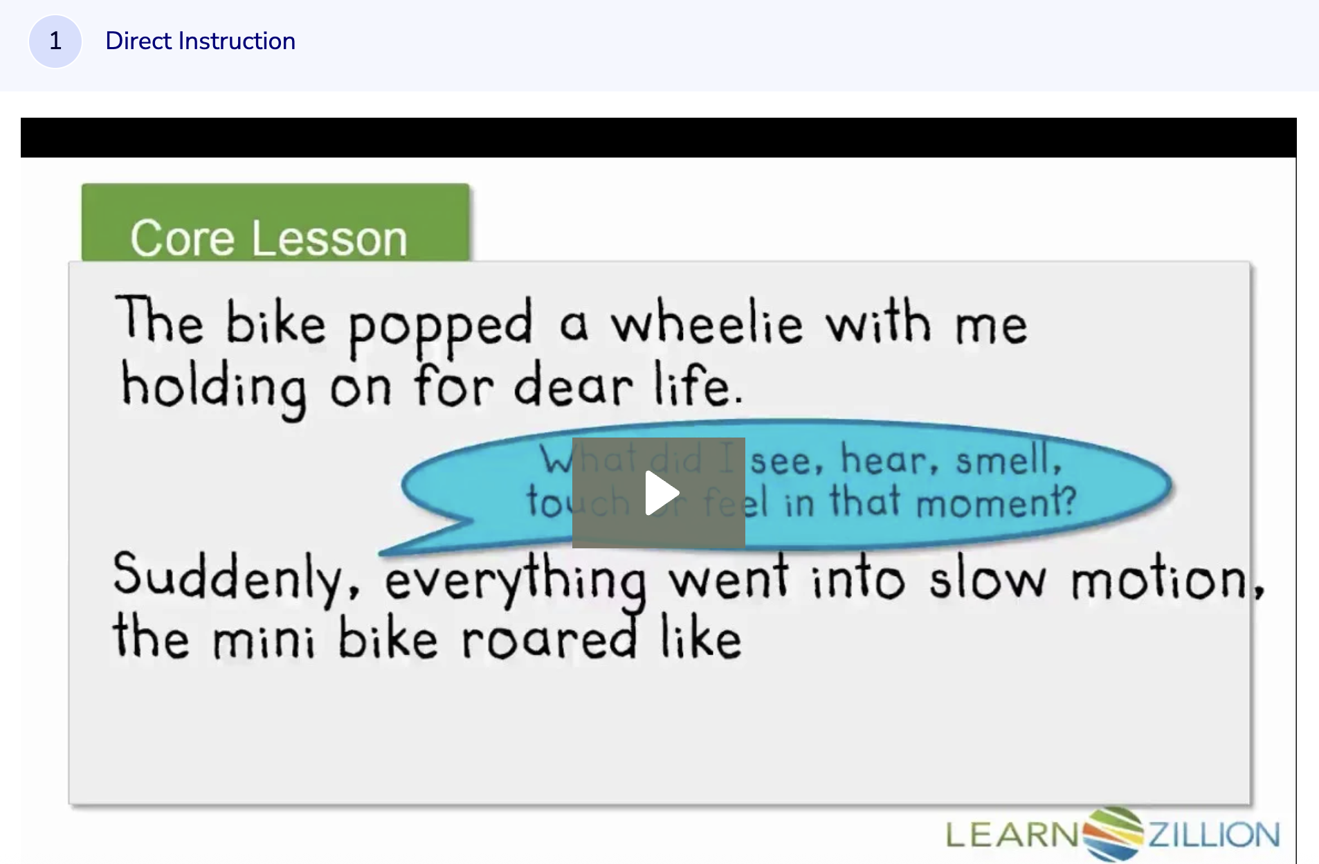 Learn Zillion: Use Detailed Descriptions in Personal Narrative Instructional Video