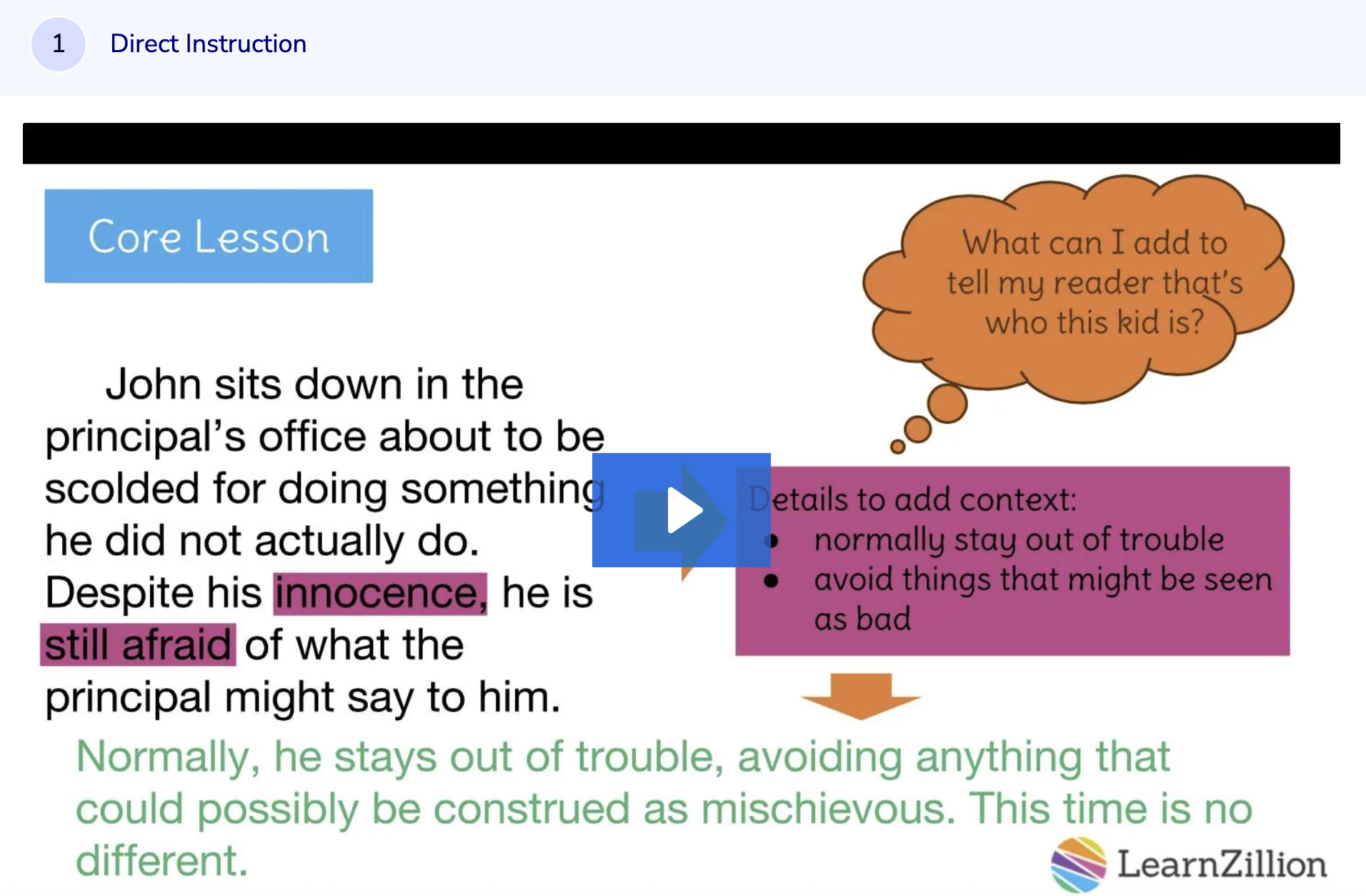 Learn Zillion: Use Setting to Reveal Character Instructional Video