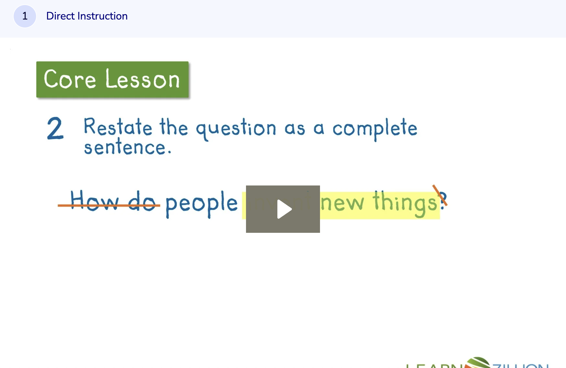 Learn Zillion: Write a Research Thesis Statement Instructional Video