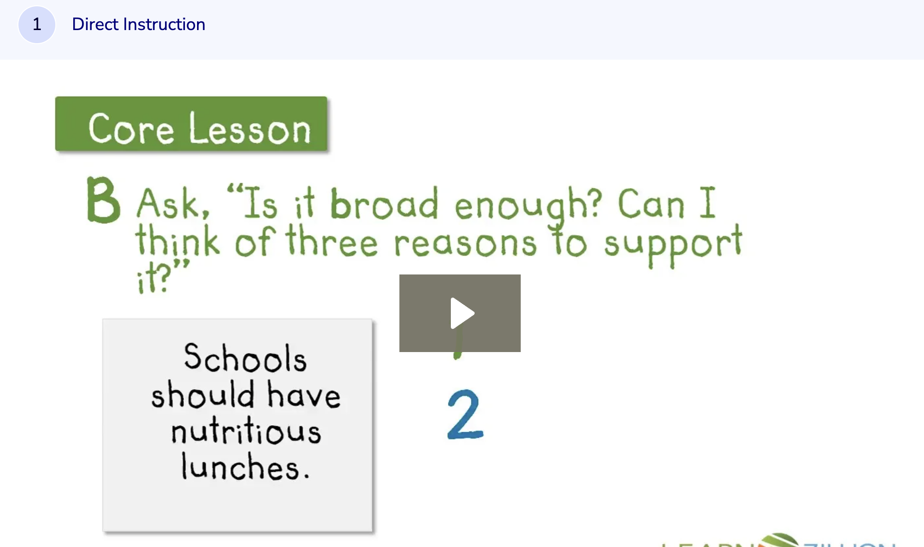 Learn Zillion: Write a Strong Thesis Statement Instructional Video