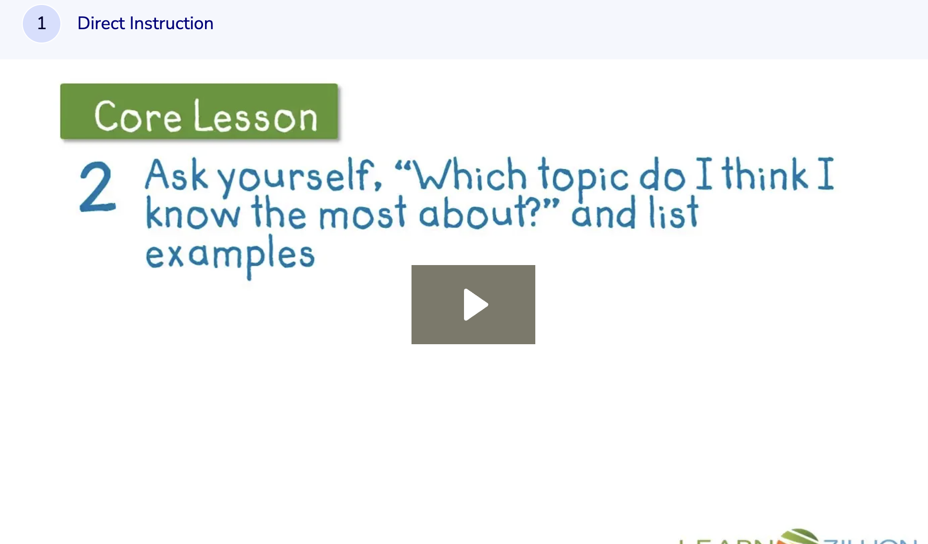 Learn Zillion: Generate Topic Ideas for Argumentative Writing Instructional Video