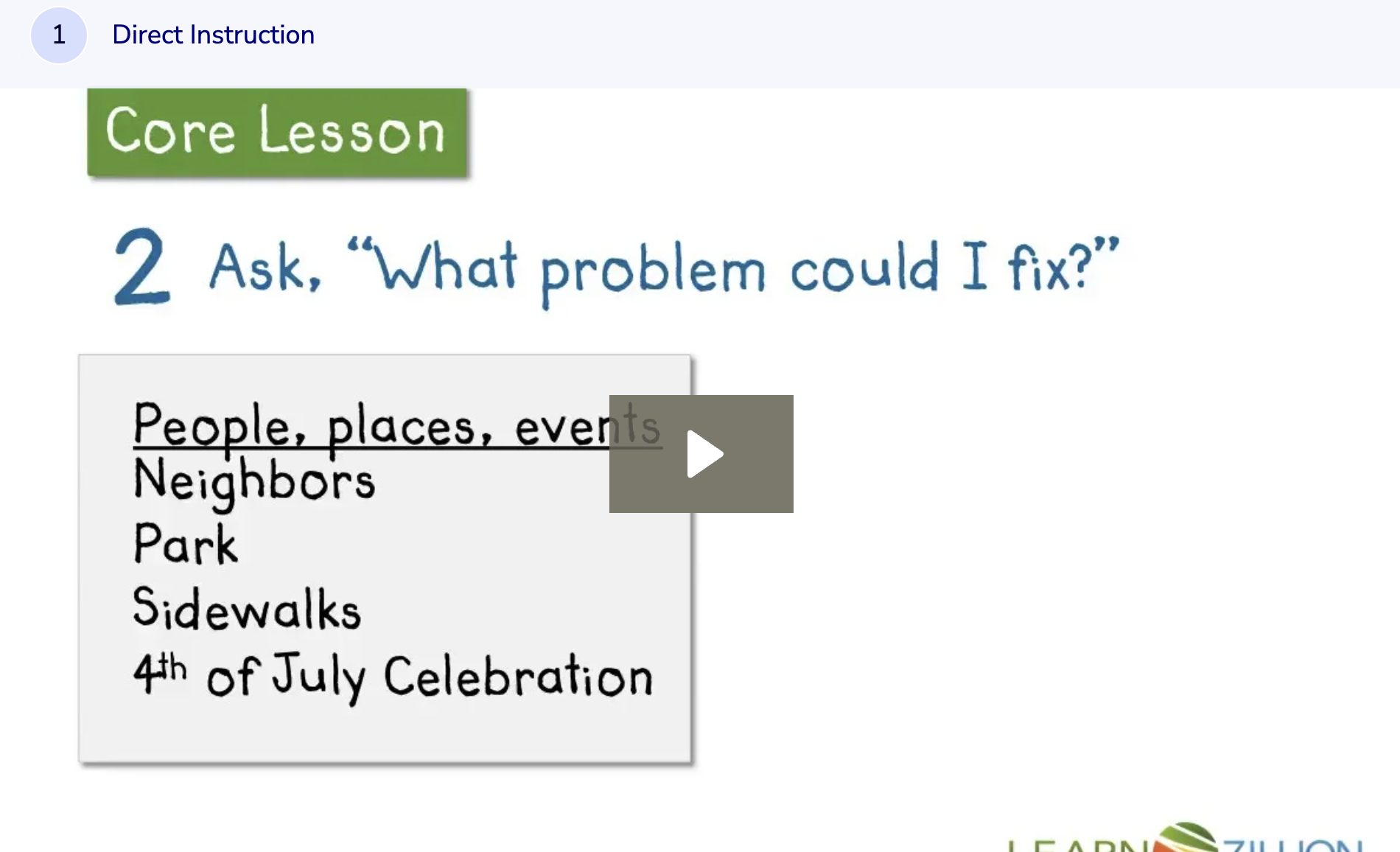 Learn Zillion: Brainstorm Topics for an Opinion Letter by Thinking About Problems in Your Community Instructional Video