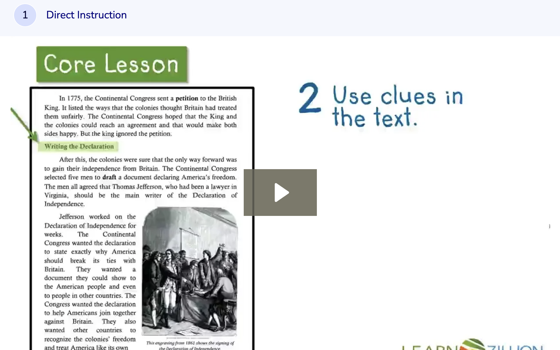 Learn Zillion: Use Text Features and Clue Words to Find Evidence in a Text Instructional Video