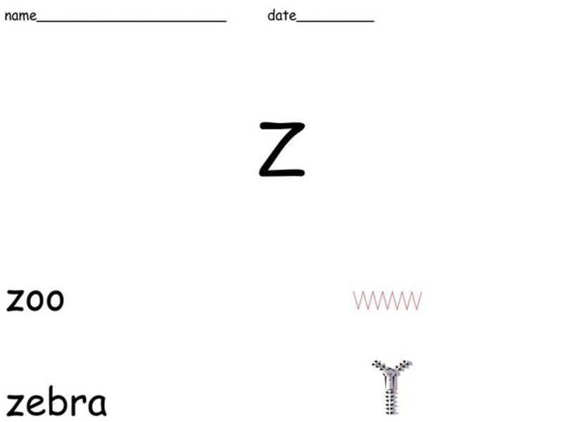 Letter Z Worksheet