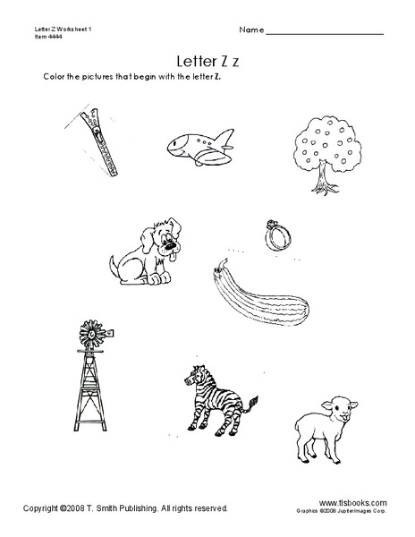 Letter Zz Worksheet