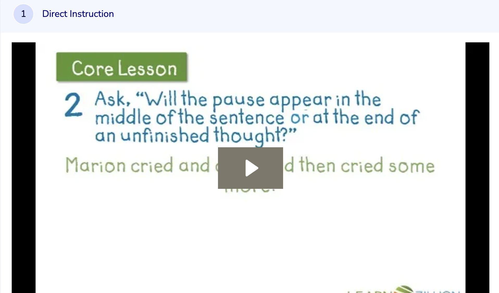 Learn Zillion: Lesson Video for 'Use an Ellipsis to Indicate a Pause or Break' Instructional Video