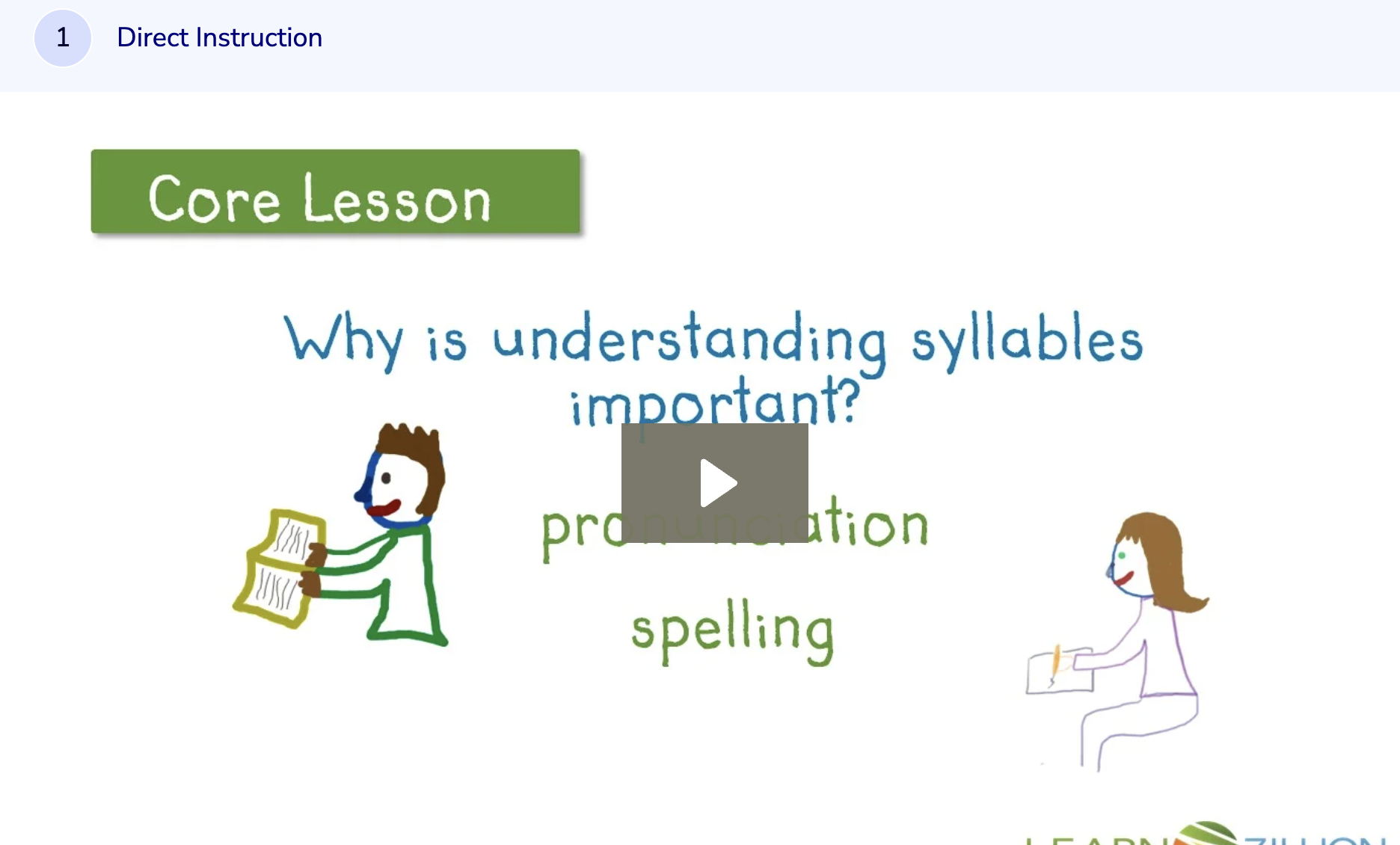 Learn Zillion: Lesson Video for 'Breaking Words Into Syllables' Instructional Video