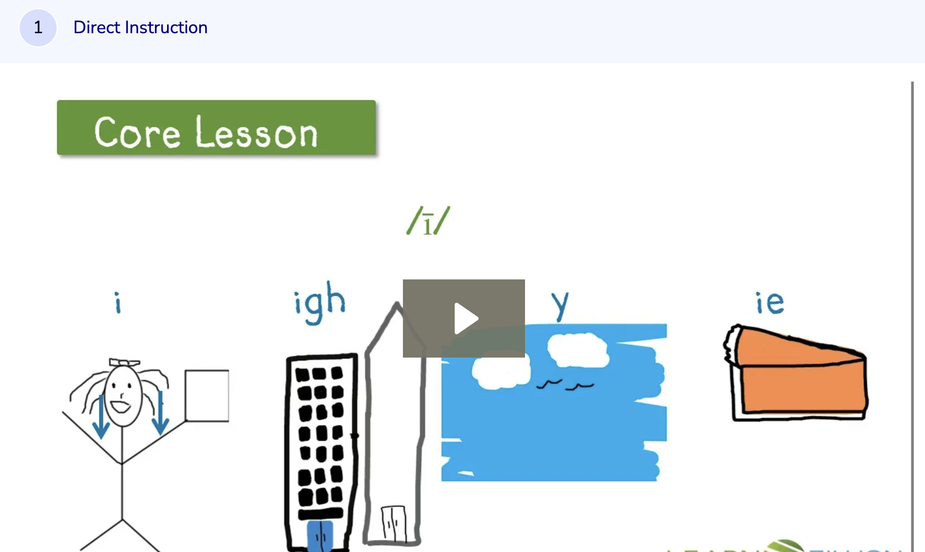 Learn Zillion: Decode the Long 'I' Sound in Open Syllables Instructional Video