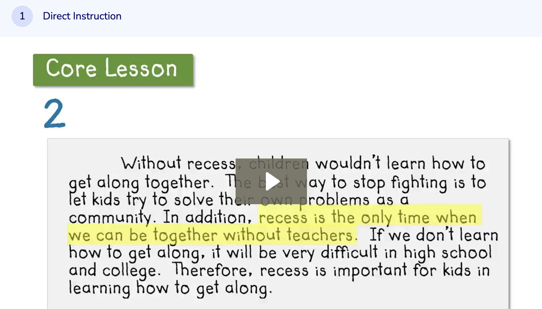 Learn Zillion: Focusing on the Prompt by Relating Evidence to the Argument Instructional Video