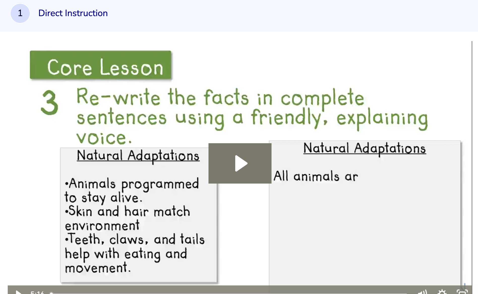Learn Zillion: Draft Body Paragraphs for an Informational Text Instructional Video