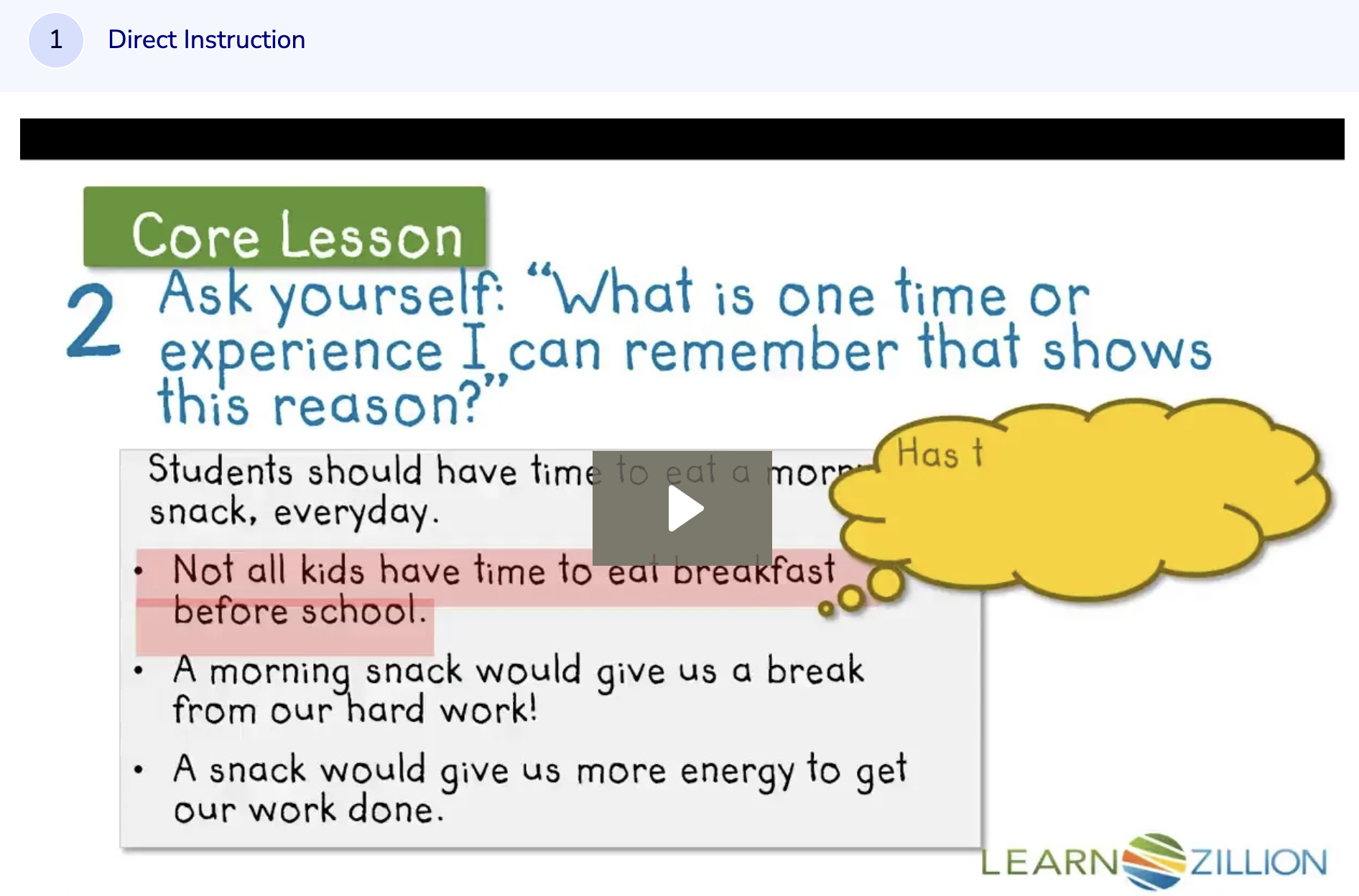 Learn Zillion: Draft Body Paragraphs With Real Life Examples Instructional Video