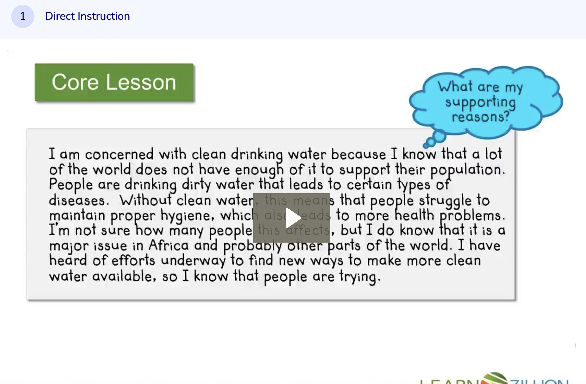 Learn Zillion: Draft a Thesis Statement Instructional Video