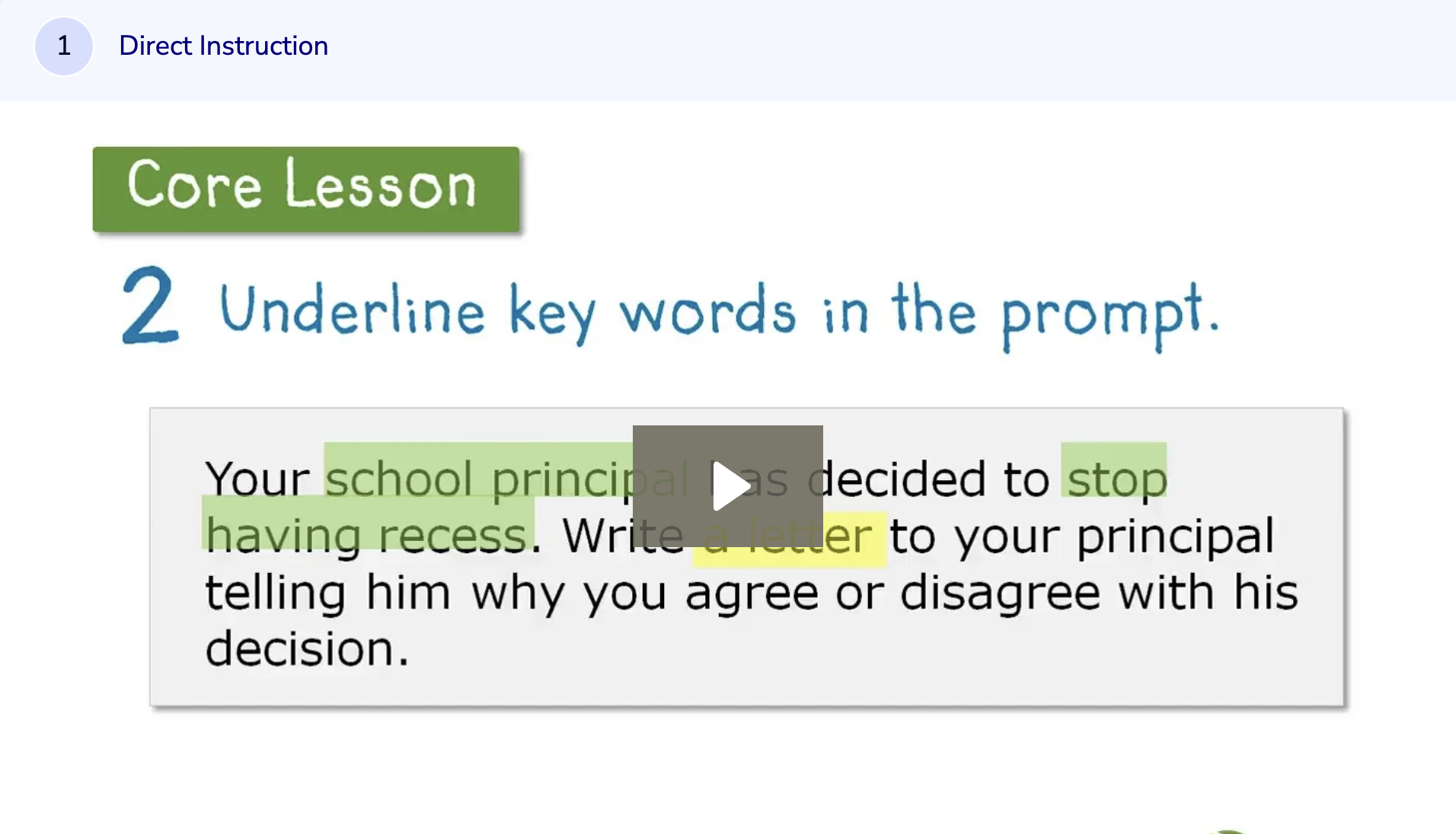 Learn Zillion: Identify What a Writing Prompt is Asking Using Key Words Instructional Video