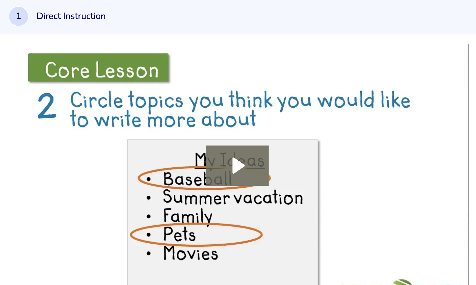 Learn Zillion: Generate and Choose a Topic for Argumentative Writing Instructional Video