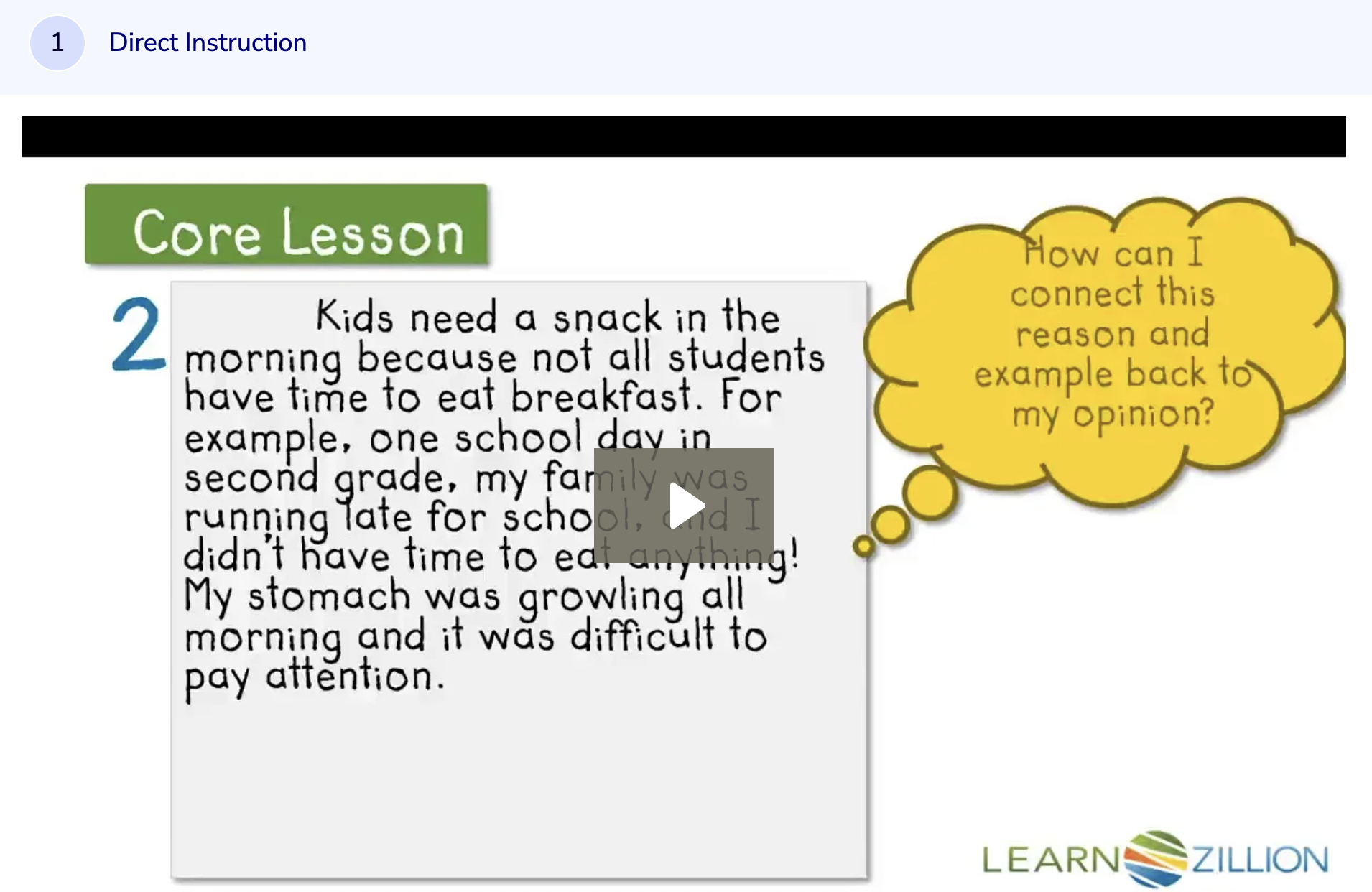 Learn Zillion: Connect Ideas and Examples in Argumentative Writing Instructional Video