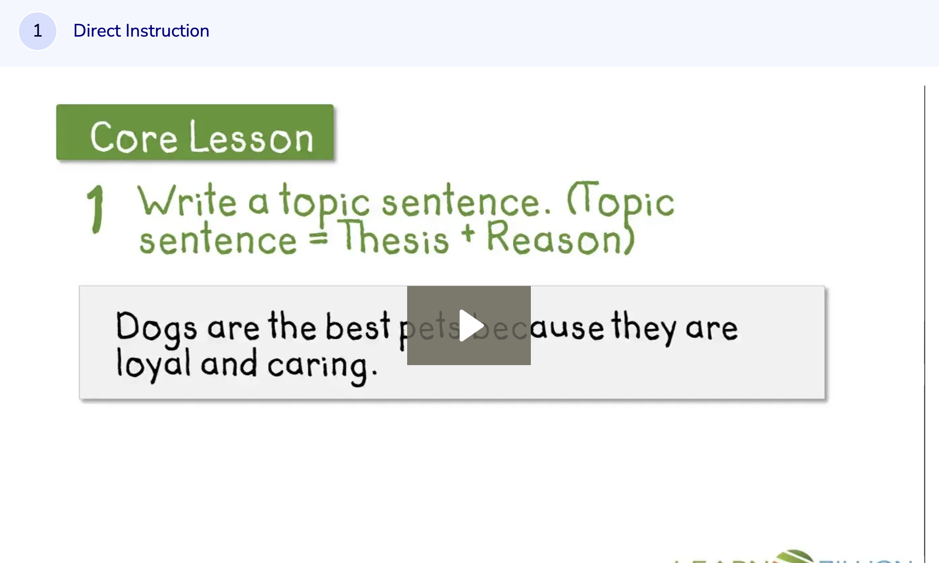 Learn Zillion: Use Paragraph Form Instructional Video