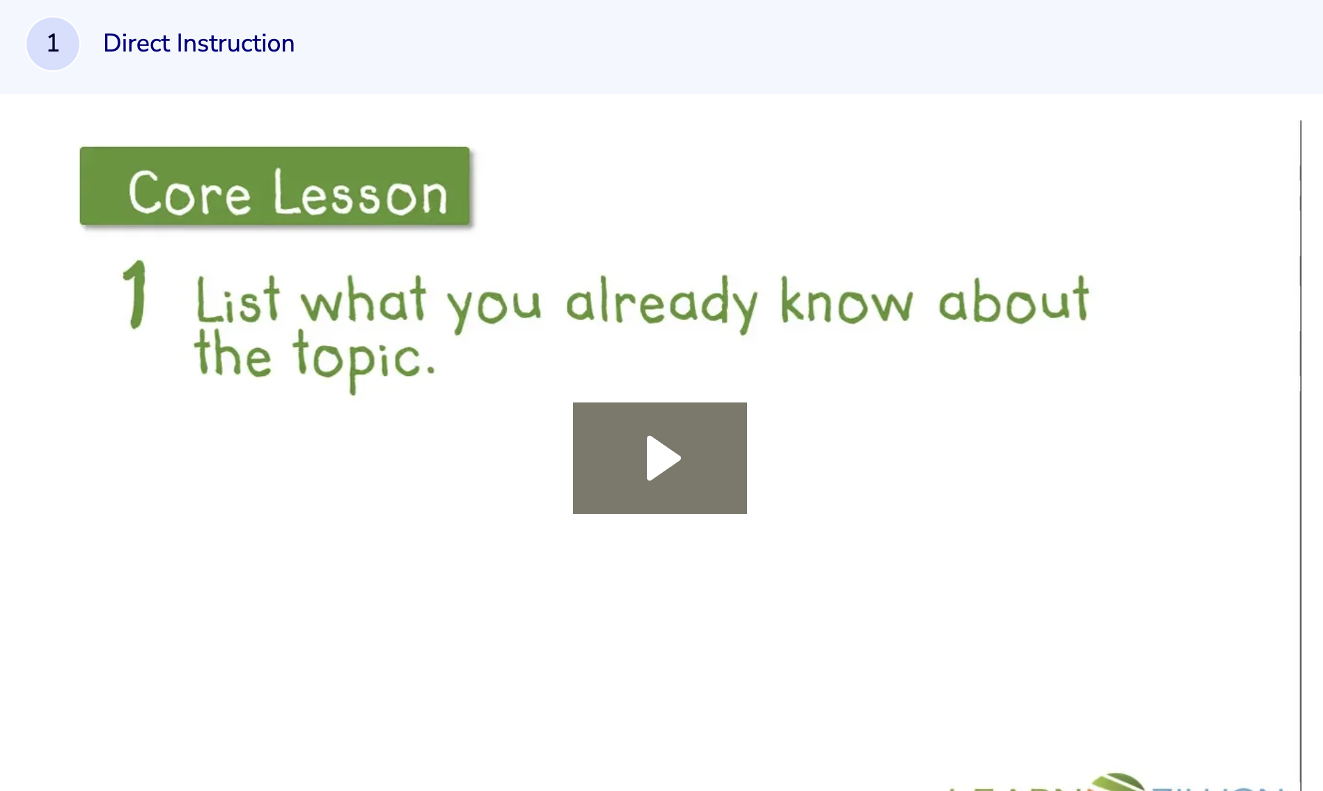 Learn Zillion: Begin Research by Listing What You Already Know Instructional Video