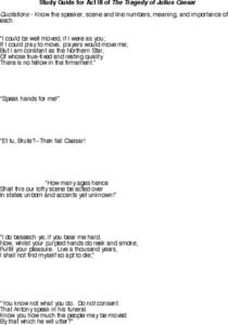 Wenatchee High School: Study Guide for Act Iii of the Tragedy of Julius Caesar Activity