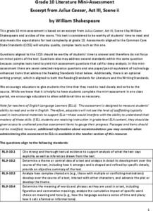 Gr. 10 Literature Mini Assessment: Excerpt From Julius Caesar, Act Iii, Scene Ii Assessment