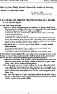 Penn State: Medieval Technology & American History: Daily Bread [Pdf] Handout