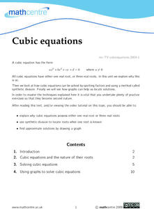 Math Centre: Cubic Equations [Pdf] Activity