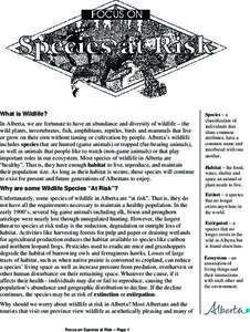 Alberta Environment: Focus on Species at Risk [Pdf] Handout