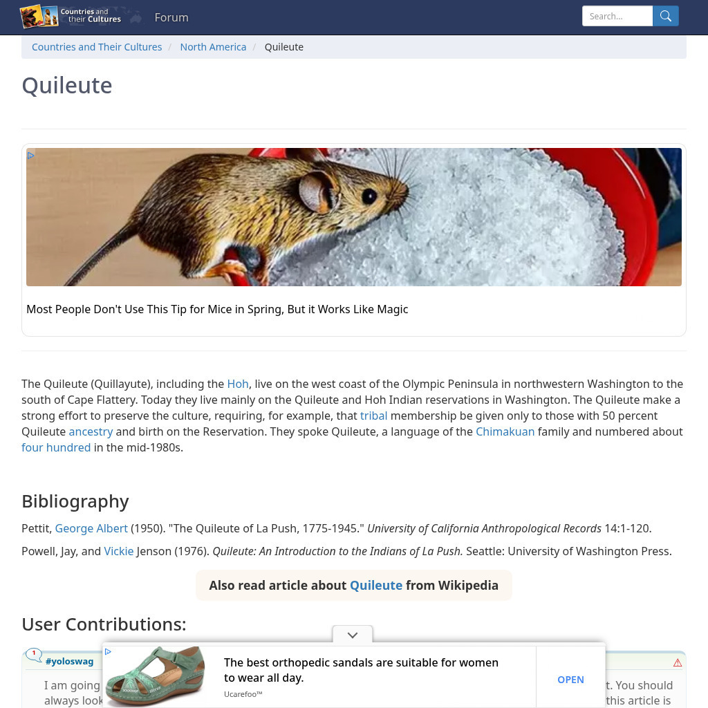 Countries and Their Cultures: Quileute Handout
