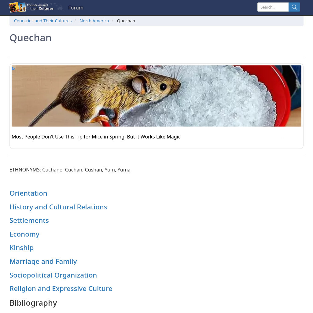 Countries and Their Cultures: Quechan Handout