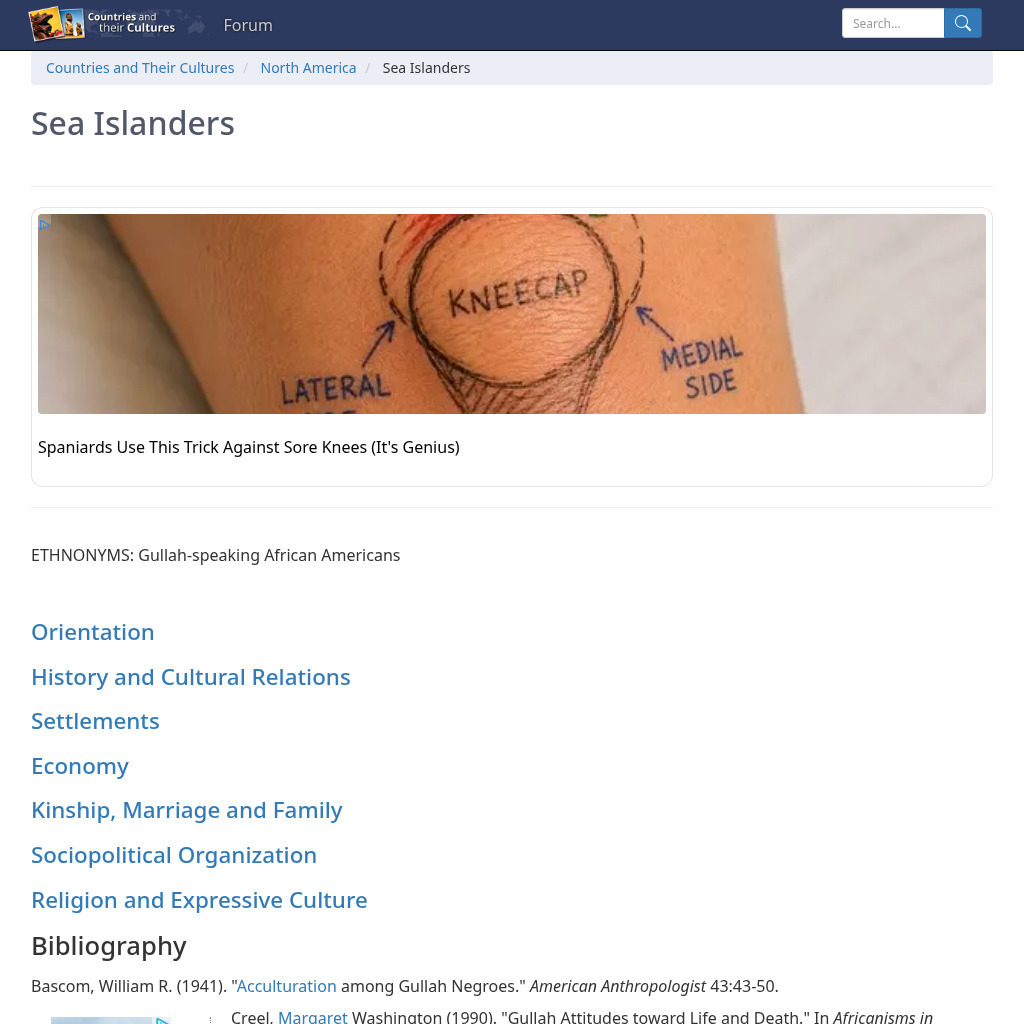 Countries and Their Cultures: Sea Islanders Handout
