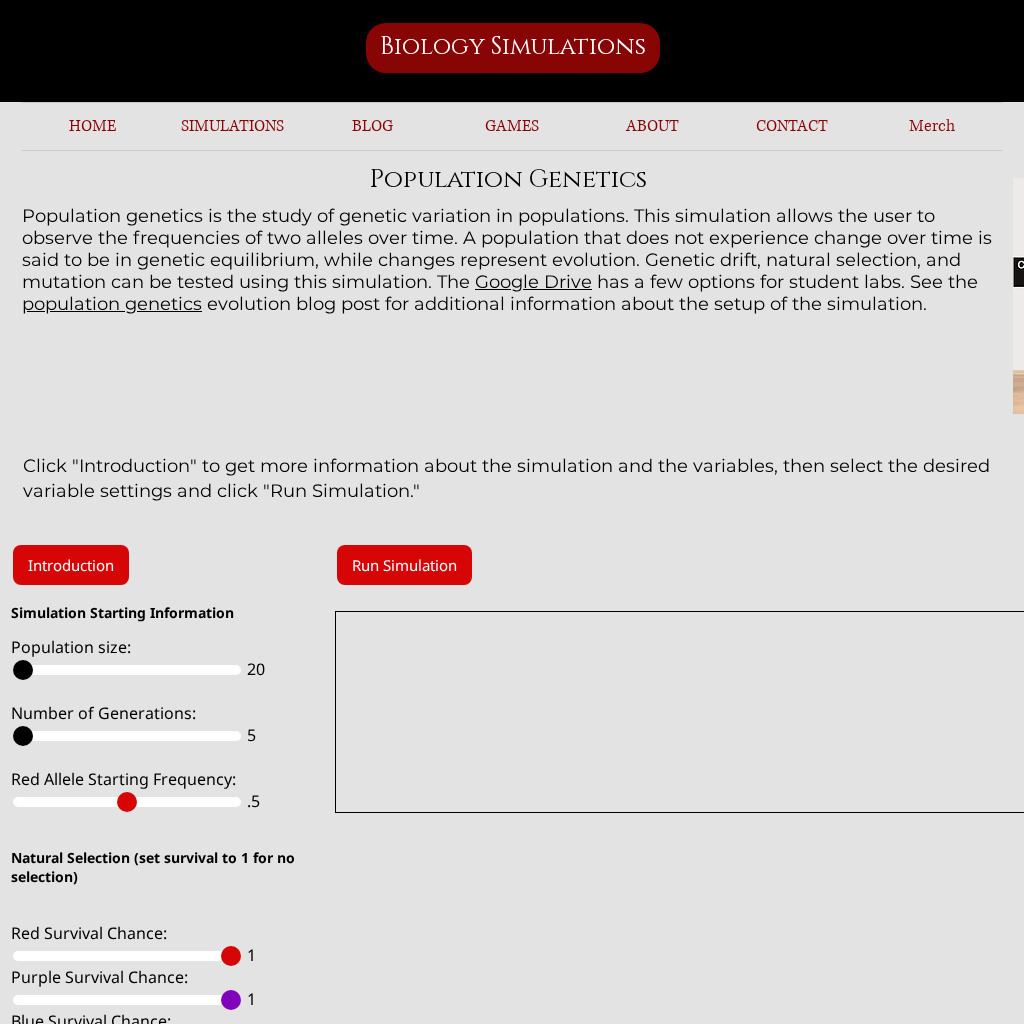 Biology Simulations: Population Genetics Interactive
