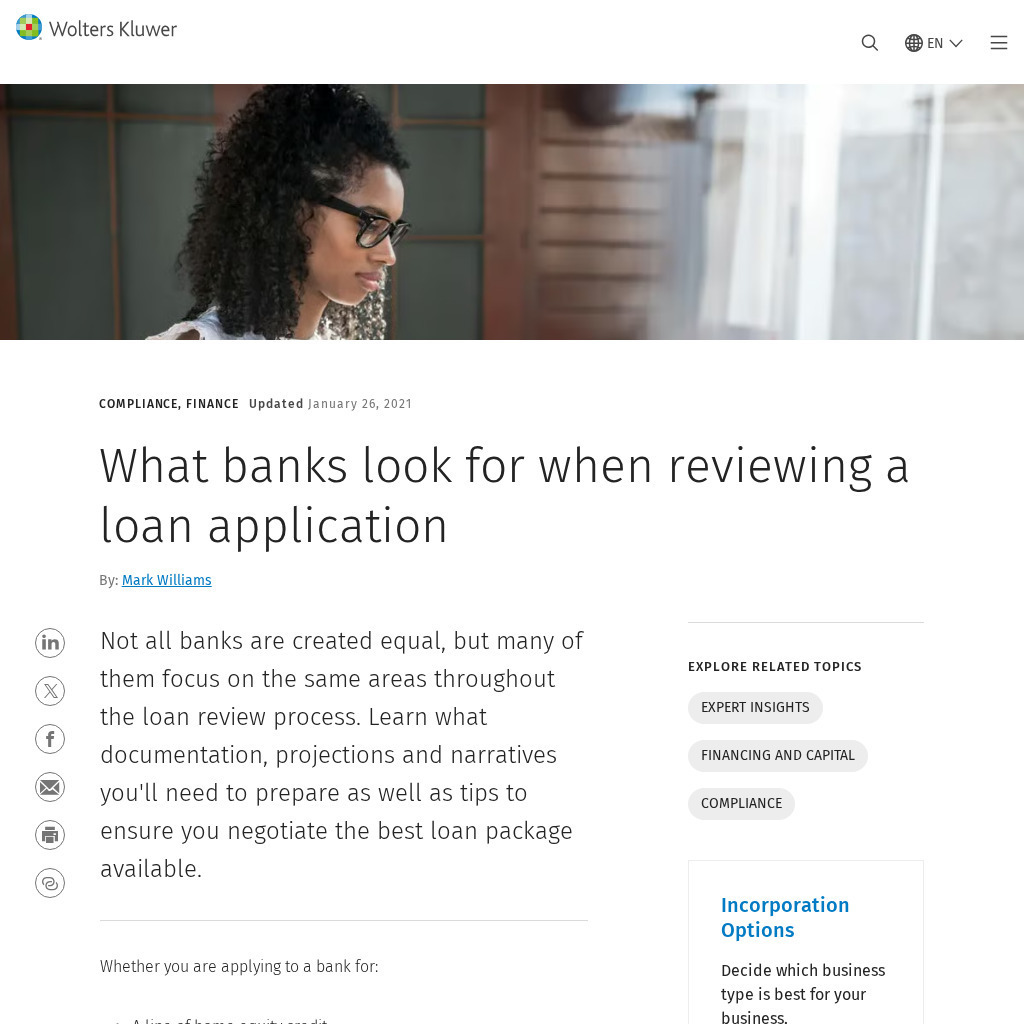 Business Owners Toolkit: What Banks Look for When Reviewing a Loan Application Article