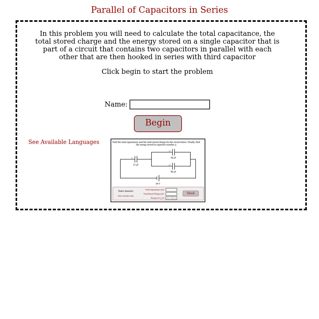 Physics Aviary: Practice Problems: Parallel of Capacitors in Series Assessment