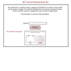 Physics Aviary: Practice Problems: Rc in Ac Problem Assessment