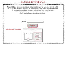 Physics Aviary: Practice Problems: Rl in Ac Problem Assessment