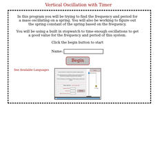Physics Aviary: Practice Problems: Timed Vertical Oscillation Problem Assessment