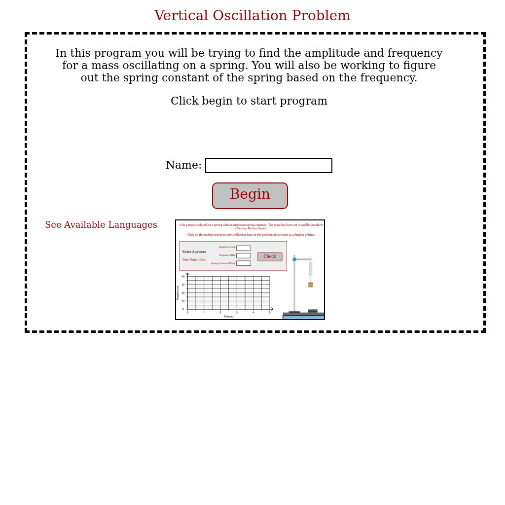 Physics Aviary: Practice Problems: Vertical Oscillation Problem Assessment