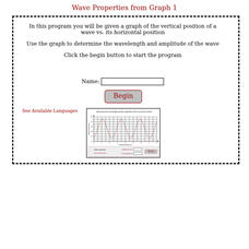 Physics Aviary: Practice Problems: Wave Properties From Graph 1 Assessment