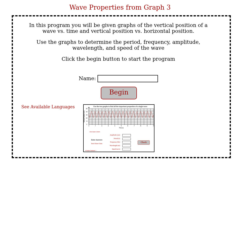 Physics Aviary: Practice Problems: Wave Properties From Graph 3 Assessment