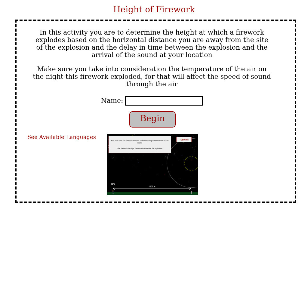 Physics Aviary: Practice Problems: Height of a Firework Assessment