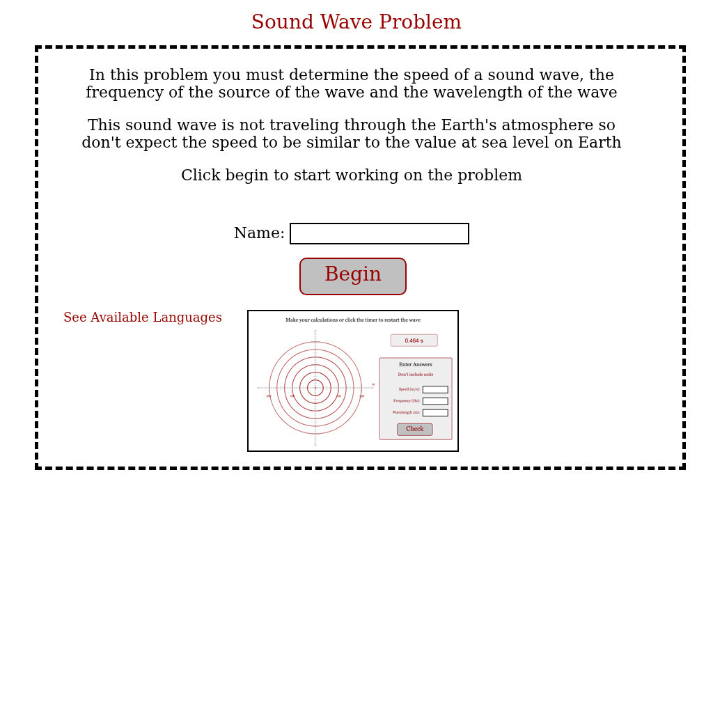 Physics Aviary: Practice Problems: Sound Wave Problem Assessment